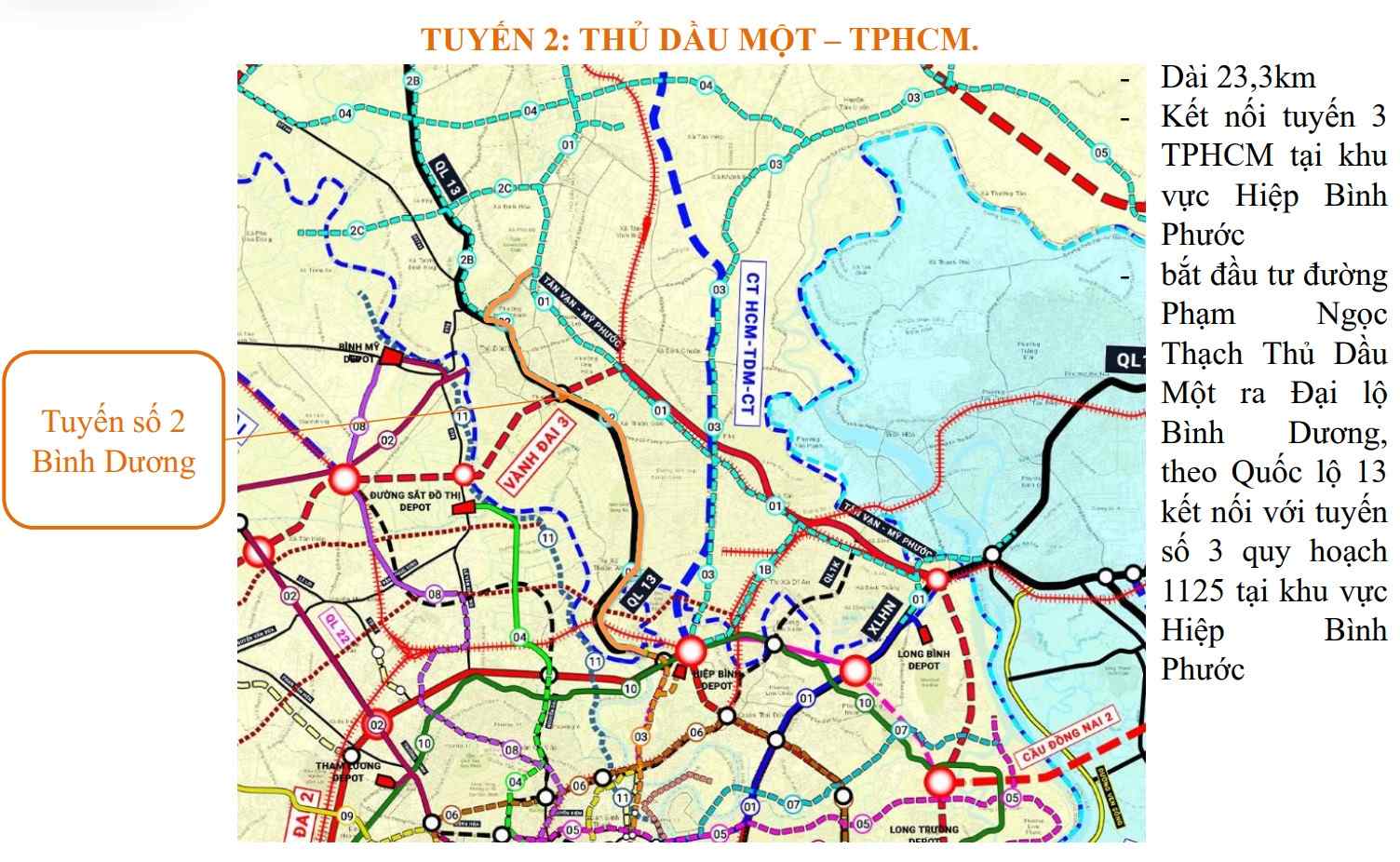 Hướng tuyến Metro Thủ Dầu Một - TPHCM
